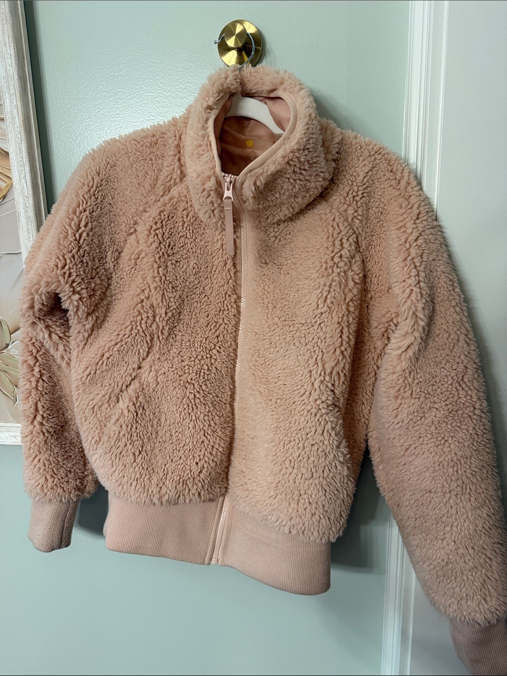 Women’s Plush Sherpa Zip Jacket - Blush Pink XS